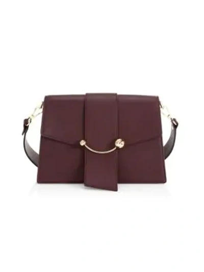 Shop Strathberry Crescent Leather Shoulder Bag In Burgundy