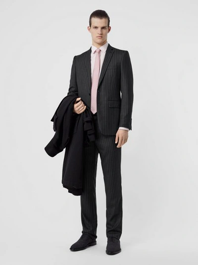 Shop Burberry English Fit Pinstriped Wool Suit In Mid Grey Melange