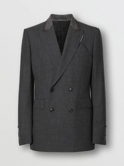 Shop Burberry English Fit Wool Double-breasted Jacket In Dark Grey