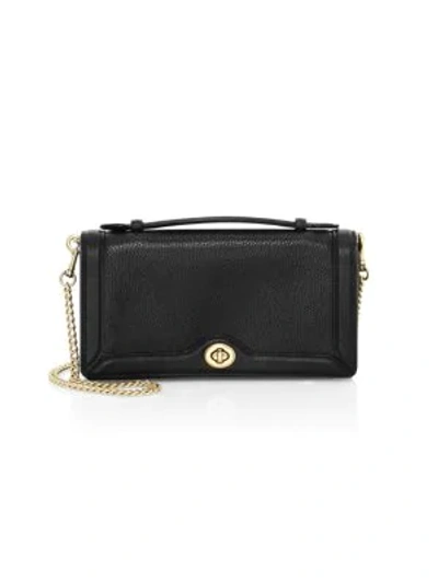 Shop Coach Women's Riley Leather Chain Clutch In Black