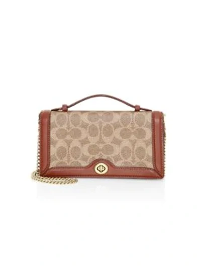 Shop Coach Riley Colorblock Signature Canvas & Leather Chain Clutch In Multi