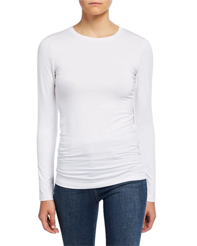 Shop L Agence Tess Long-sleeve Crewneck Tee In White