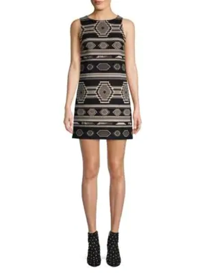 Shop Alice And Olivia Clyde A-line Shift Dress In Black Grey