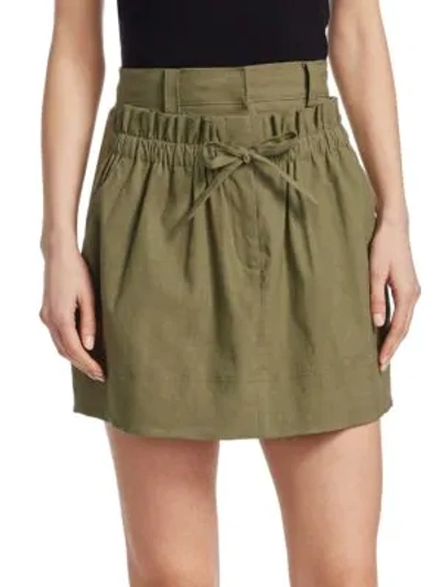 Shop A.l.c Kent Linen Mini Skirt In Sage