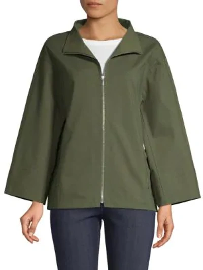 Shop Lafayette 148 Ford Stand Collar Jacket In Ficus