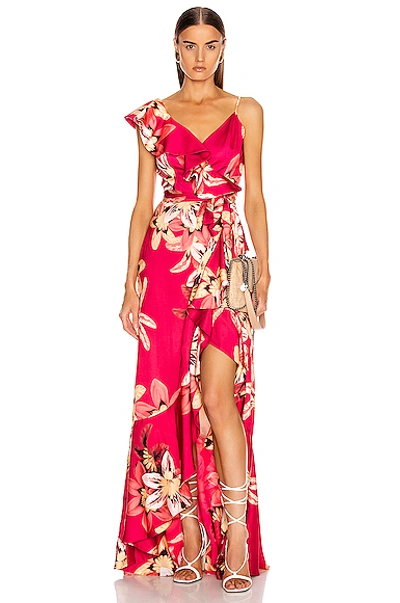 Shop Patbo Floral Carmen Maxi Wrap Dress In Deep Pink