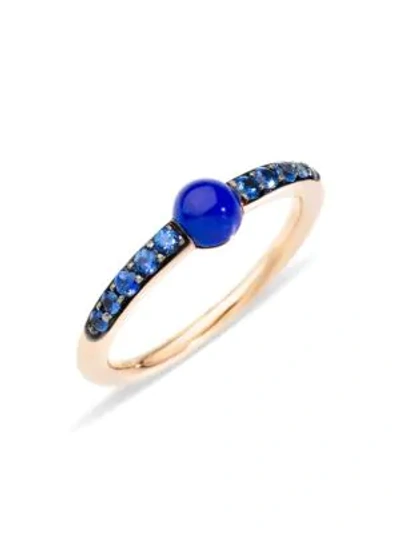 Shop Pomellato M'ama Non M'ama 18k Rose Gold Lapis & Blue Sapphire Ring