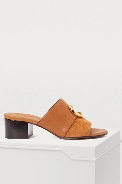 Shop Chloé Chloe C Mules In Camel