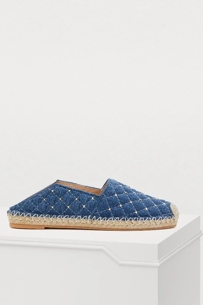 Shop Valentino Denim Espadrilles In Light Denim