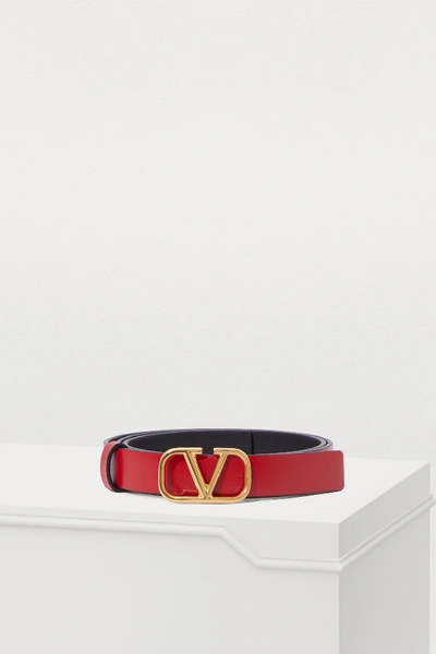 Shop Valentino Garavani Vee Ring Belt In Rouge Pure