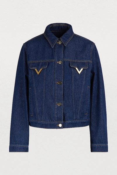 Shop Valentino Denim Jacket In Blue Denim