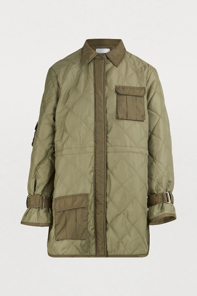 Shop Ganni Quilted Jacket In Aloe
