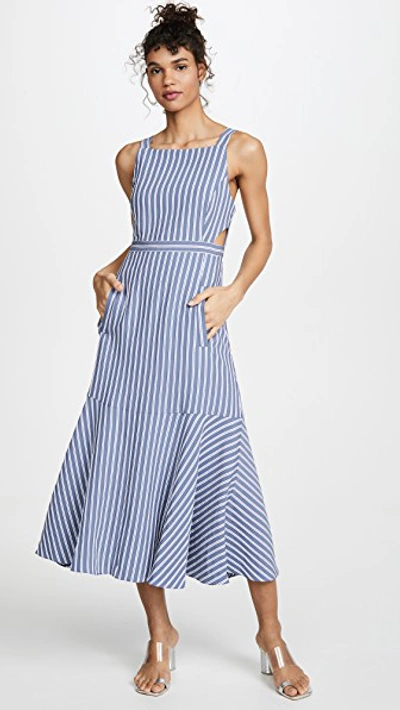 Shop Tibi Strappy Dress In Dusty Blue