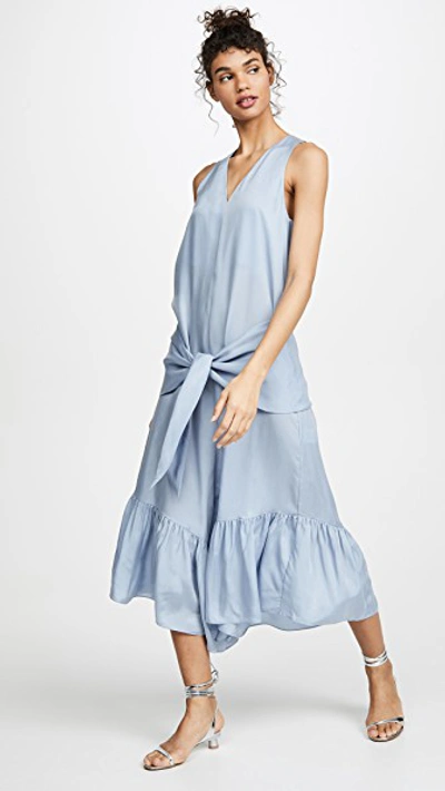 Shop Tibi Ruffle Jumpsuit In Blue Grey