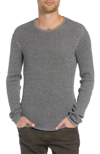 Shop John Varvatos Thermal Sweater In Charcoal Heather