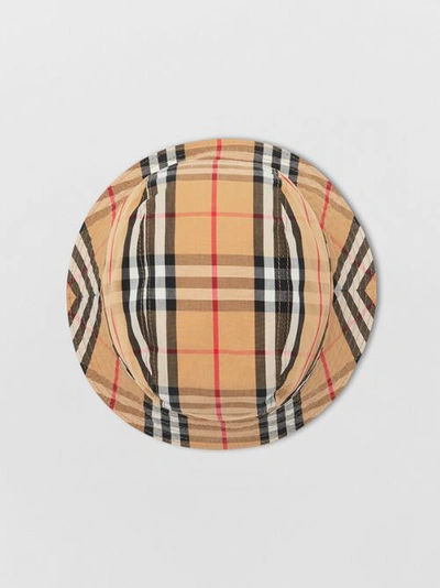 Shop Burberry Vintage Check Cotton Bucket Hat In Antique Yellow