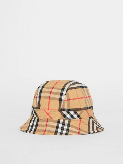 Shop Burberry Vintage Check Cotton Bucket Hat In Antique Yellow