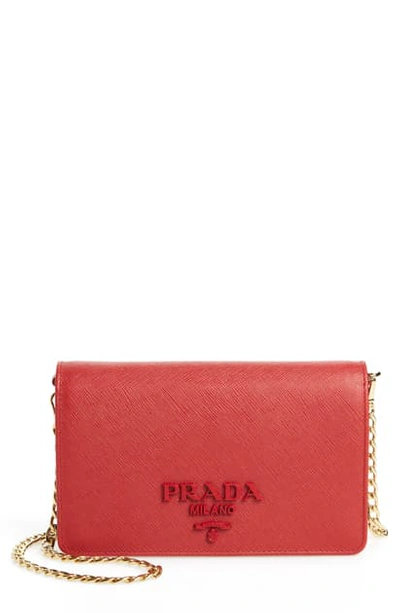 Shop Prada Small Monochrome Crossbody Bag - Red In Fuoco