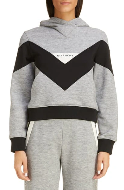 Shop Givenchy Colorblock Hooded Sweatshirt In Gray/ Black