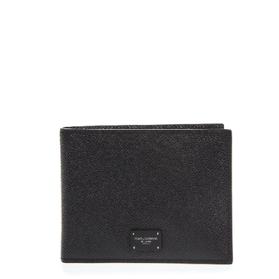 Shop Dolce & Gabbana Black Leather Wallet With Logo Plaque