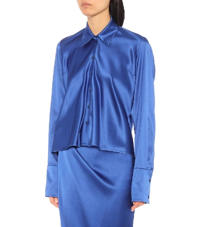 Shop Balenciaga Satin Blouse In Blue