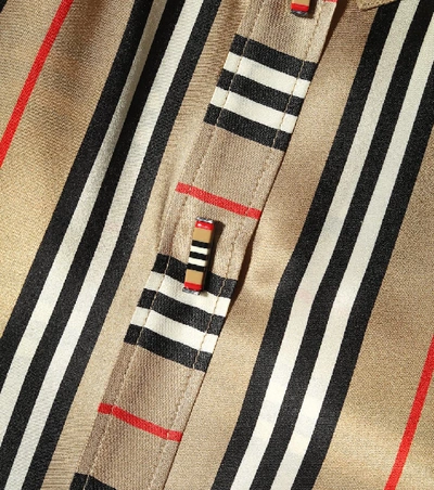 Shop Burberry Striped Silk Layered Shirt In Beige