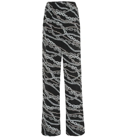 Shop Balenciaga Printed Wide-leg Silk Pants In Black