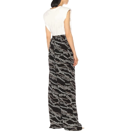 Shop Balenciaga Printed Wide-leg Silk Pants In Black