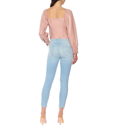 Shop Mother The Looker Cropped Skinny Jeans In Blue