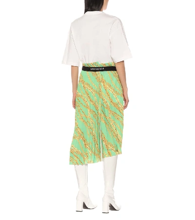 Shop Balenciaga Printed Asymmetric Pleated Skirt In Green