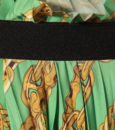 Shop Balenciaga Printed Asymmetric Pleated Skirt In Green