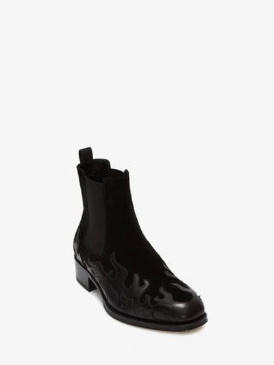 Shop Alexander Mcqueen Flame Cuban Heel Boot In Black