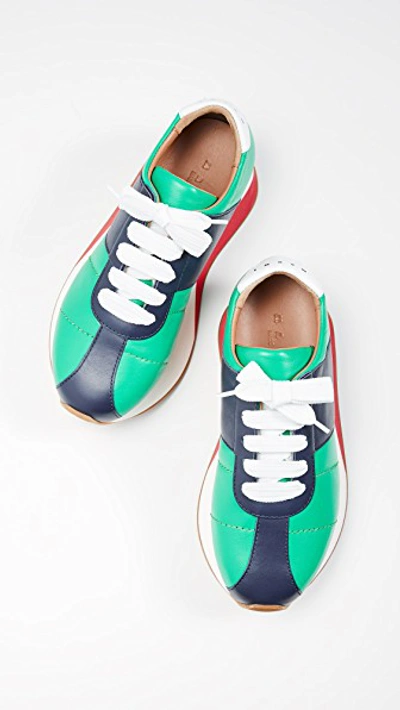 Shop Marni Wedge Sneakers In Garden Green/blue Black