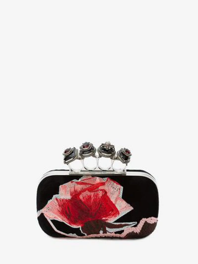 Shop Alexander Mcqueen Jewelled Four Ring Box Clutch Mit Spinne Und Vier Ringen In Black/multicolor