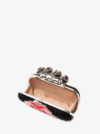 Shop Alexander Mcqueen Jewelled Four Ring Box Clutch Mit Spinne Und Vier Ringen In Black/multicolor