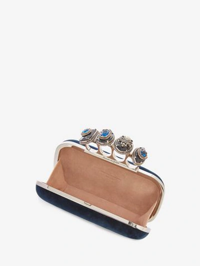 Shop Alexander Mcqueen Spider Jewelled Four Ring Box Clutch In Oltremare