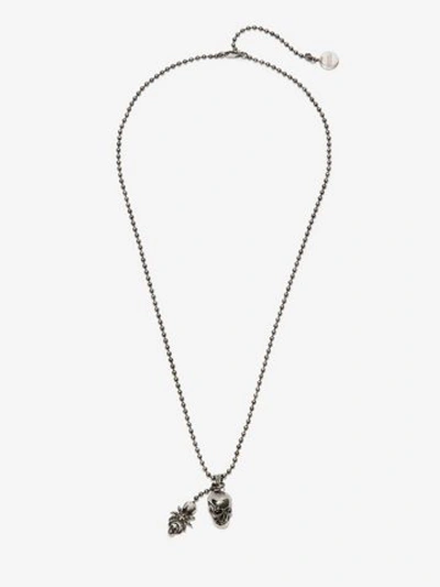 Shop Alexander Mcqueen Spider And Skull Necklace In Silver