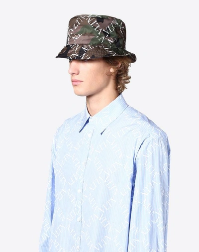 Shop Valentino Vltn Camouflage Bucket Hat In Military Green