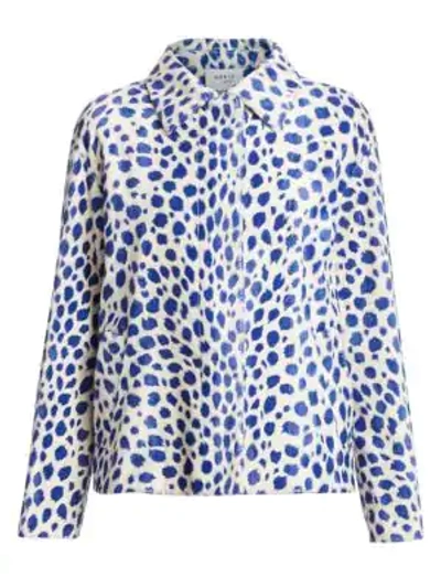 Shop Akris Punto Animal Dot Jacket In Off White Electric Blue