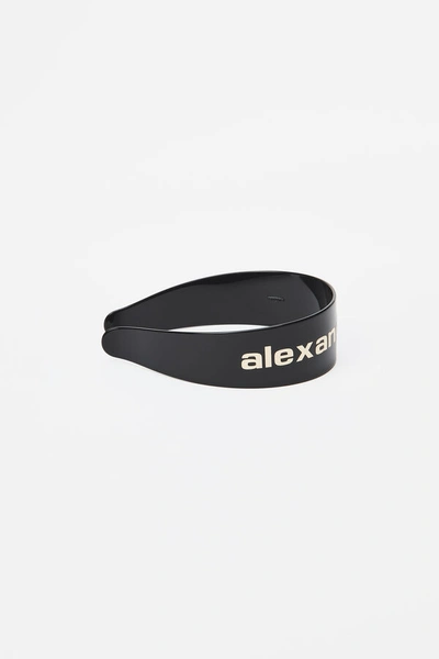 Shop Alexander Wang Gold Logo Headband In Black