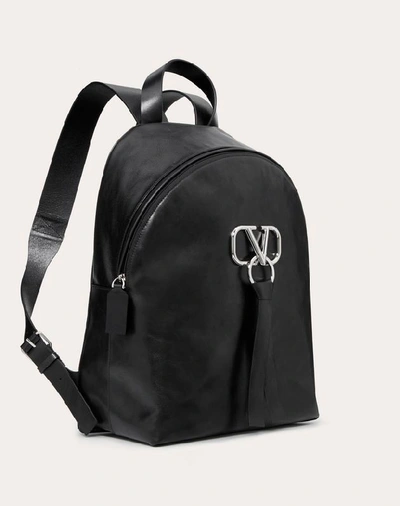 Shop Valentino Garavani Uomo Vring Smooth Calfskin Backpack In Black