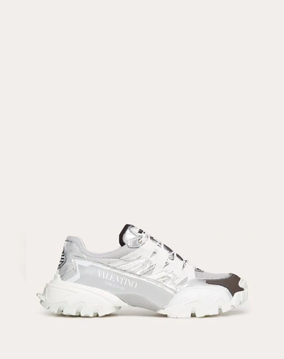 Shop Valentino Garavani Uomo Mirror-effect Climbers Sneaker In Silver