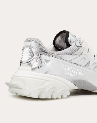 Shop Valentino Garavani Uomo Mirror-effect Climbers Sneaker In Silver