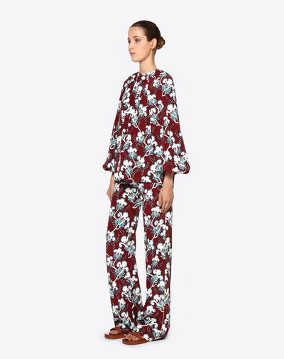 Shop Valentino Graphic Elder Crepe De Chine Pajama Pants In Multicolored
