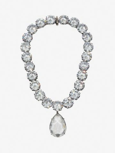 Shop Alexander Mcqueen Round Riviera Crystal Choker In Silver/crystal