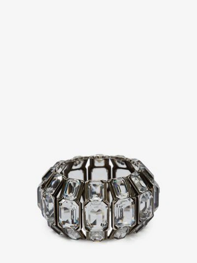 Shop Alexander Mcqueen Jewelled Crystal Bangle In Silver/crystal