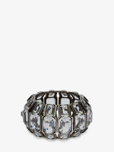 Shop Alexander Mcqueen Jewelled Crystal Bangle In Silver/crystal