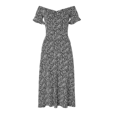 Shop Baukjen Neesha Midi Dress In Black & White Brush Print