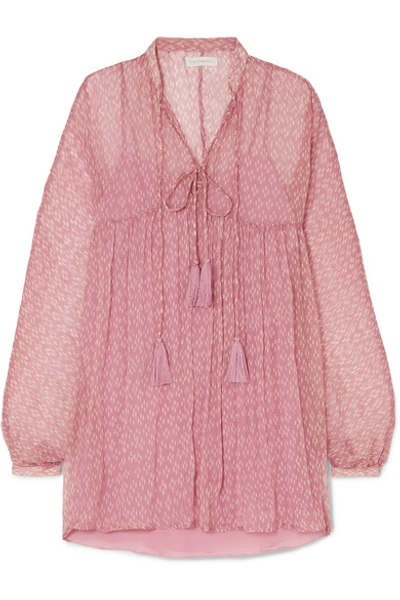 Shop Cloe Cassandro Tessa Printed Silk-crepon Mini Dress In Pink