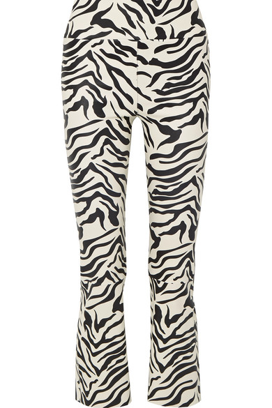 Sprwmn Cropped Zebra-print Leather Flared Pants In Zebra Print | ModeSens